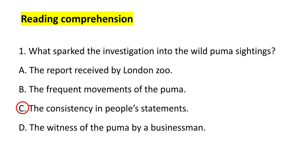 reading comprehension