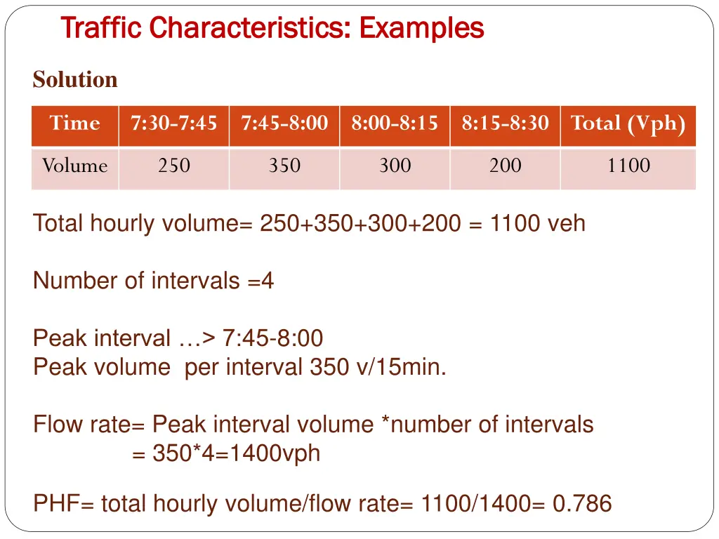traffic characteristics examples traffic 1