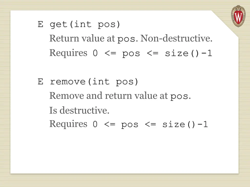 e get int pos return value at pos non destructive 1