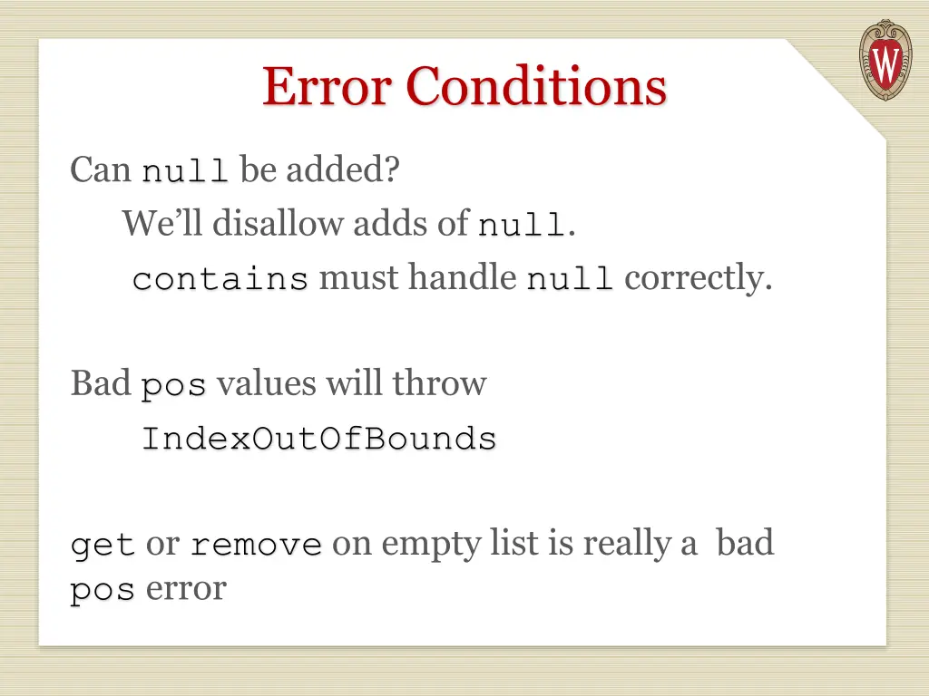 error conditions 1
