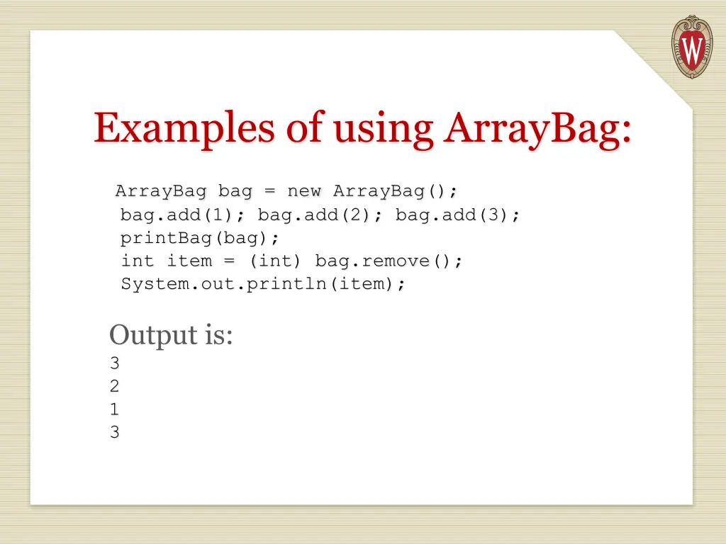 examples of using arraybag