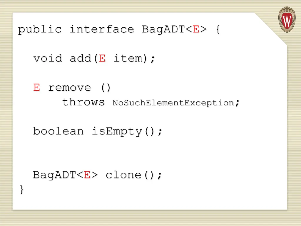 public interface bagadt e