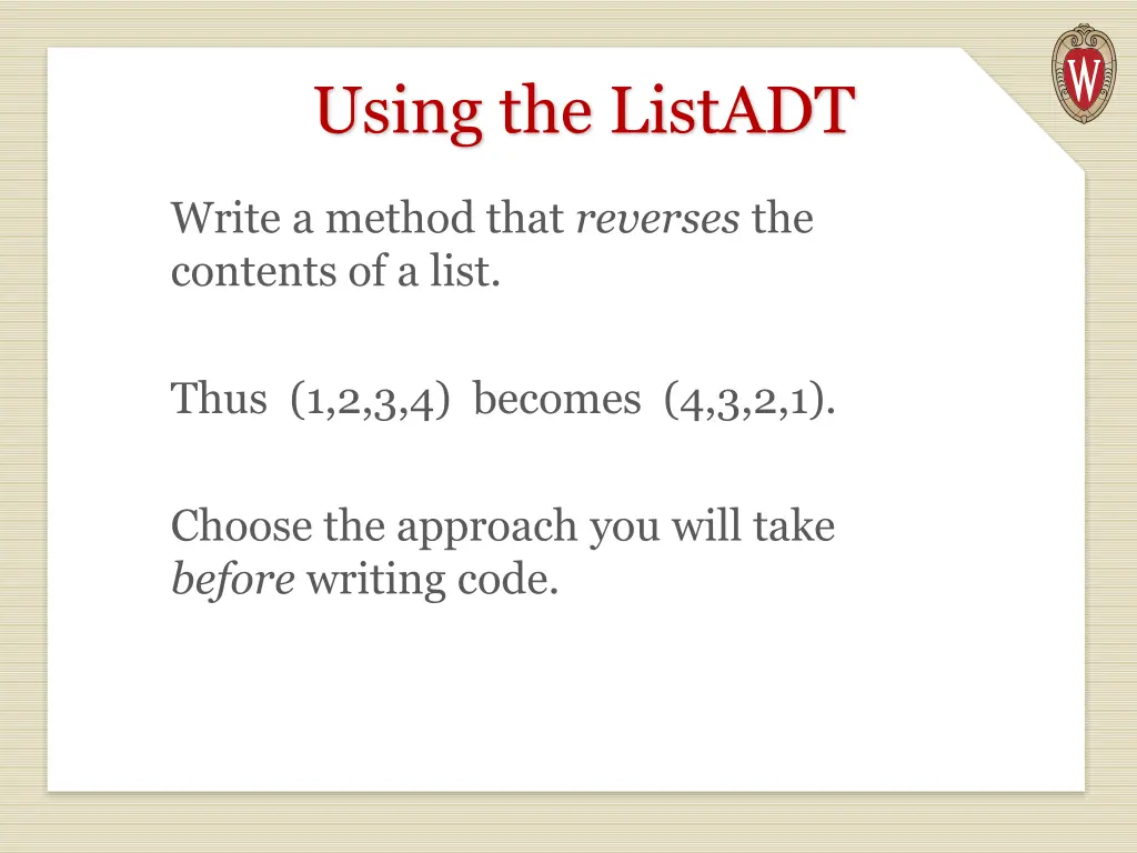 using the listadt 1