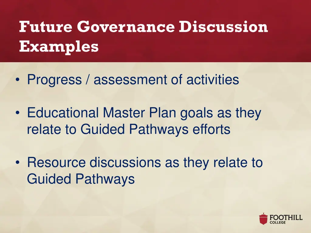 future governance discussion examples