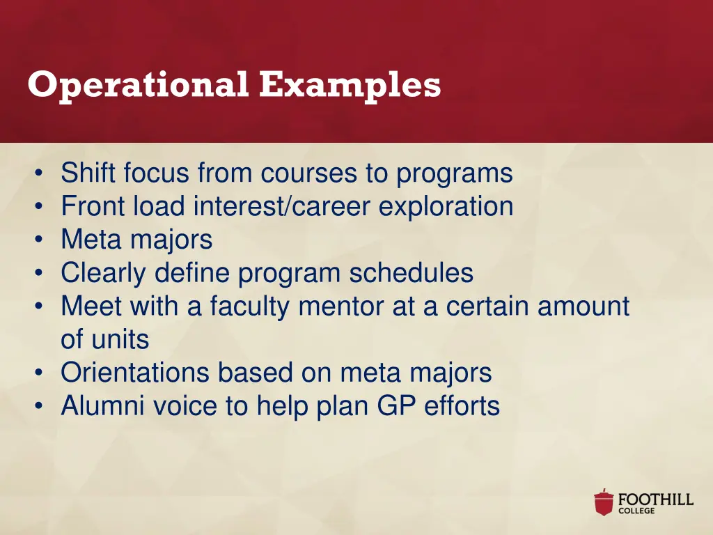 operational examples