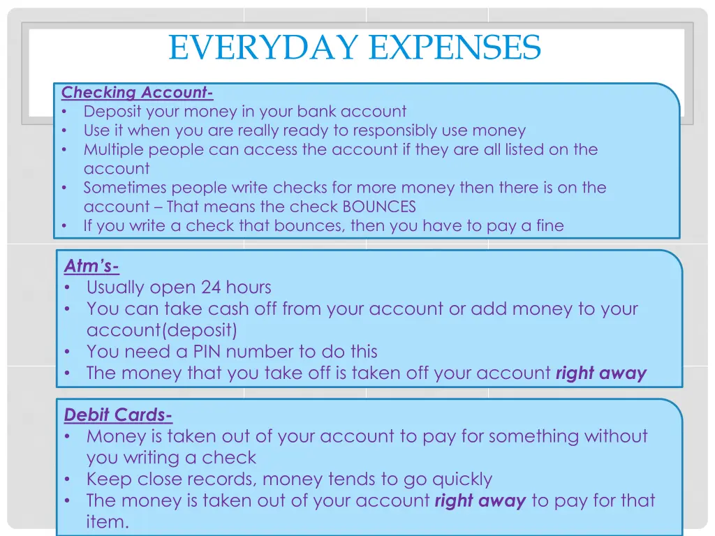 everyday expenses
