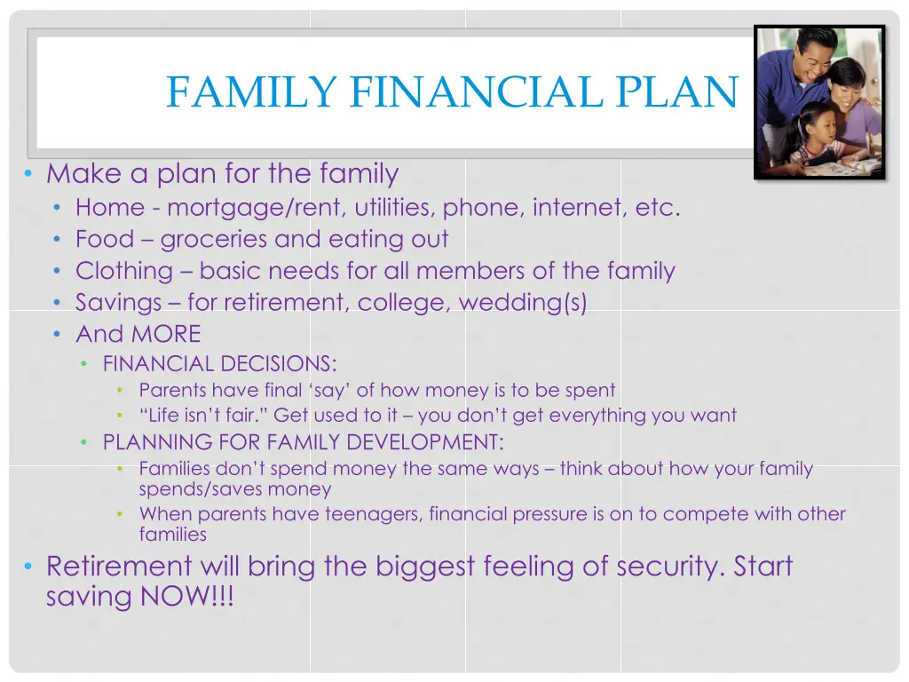 family financial plan