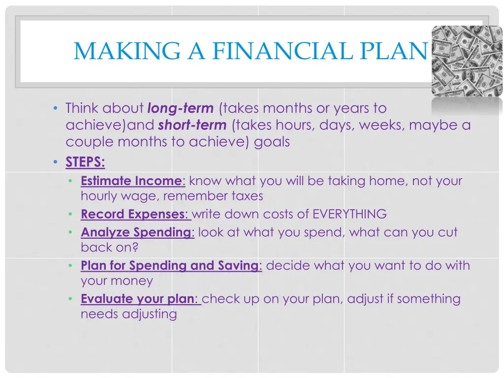 making a financial plan