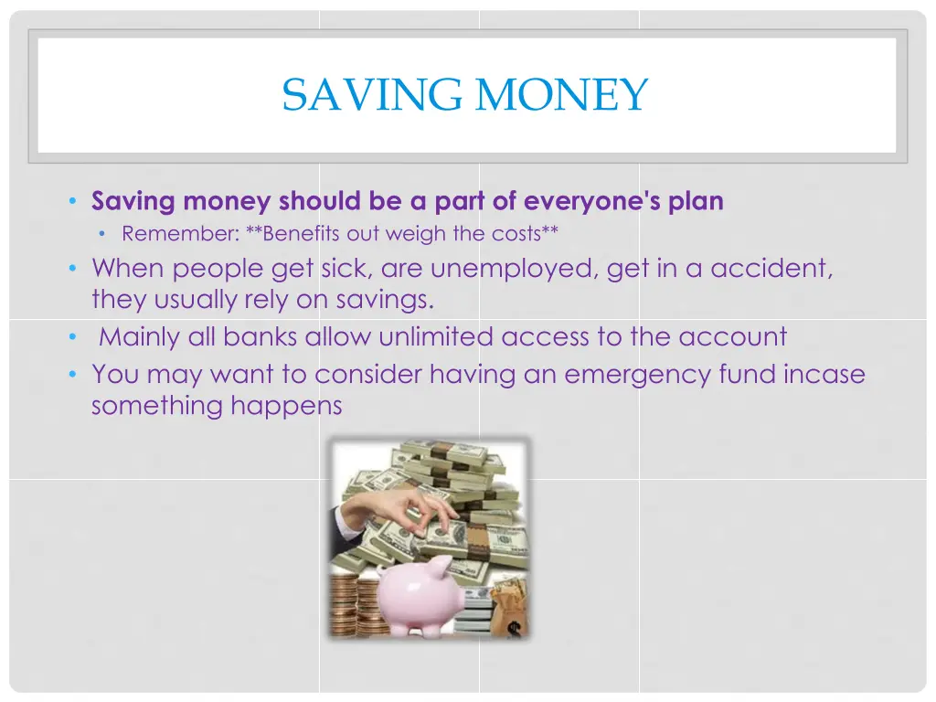 saving money