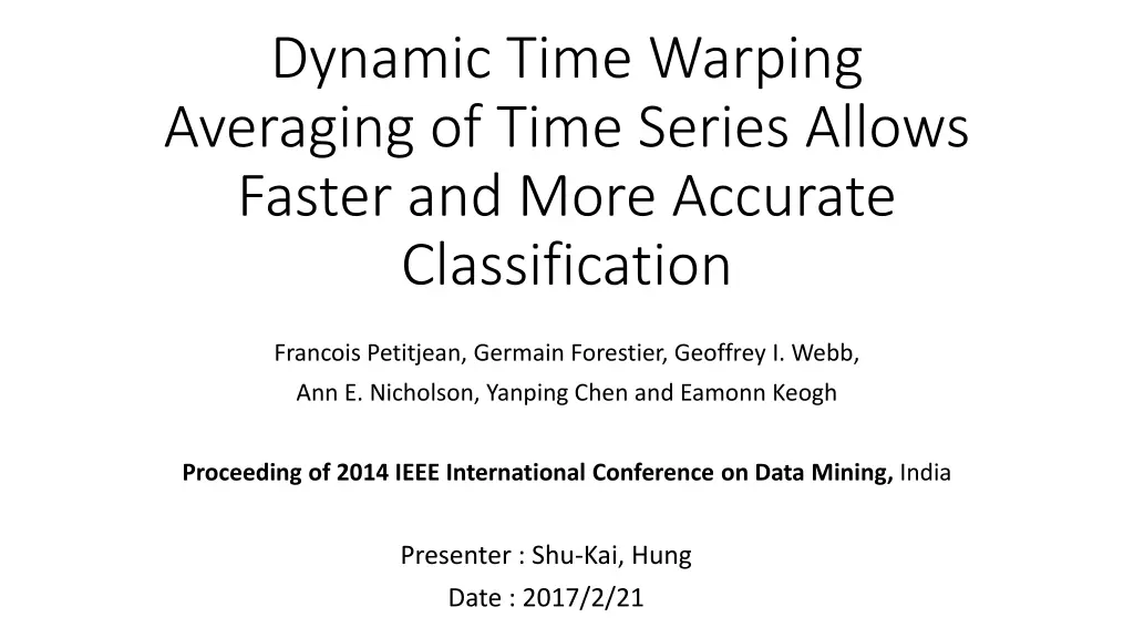 dynamic time warping averaging of time series