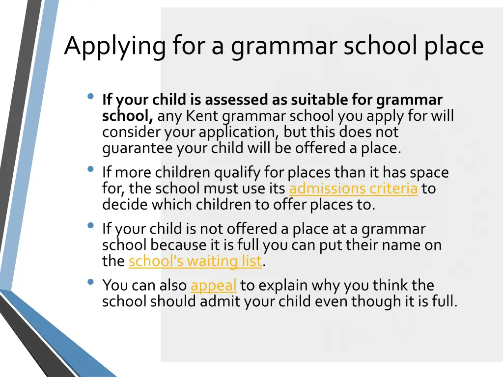 applying for a grammar school place
