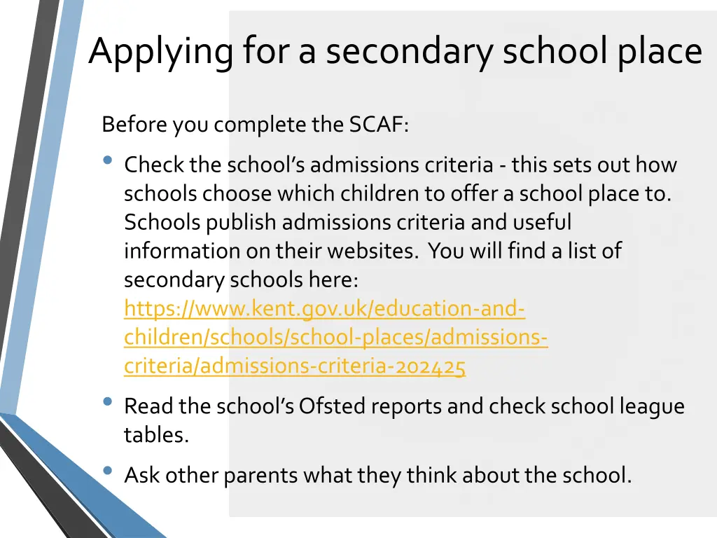 applying for a secondary school place 1