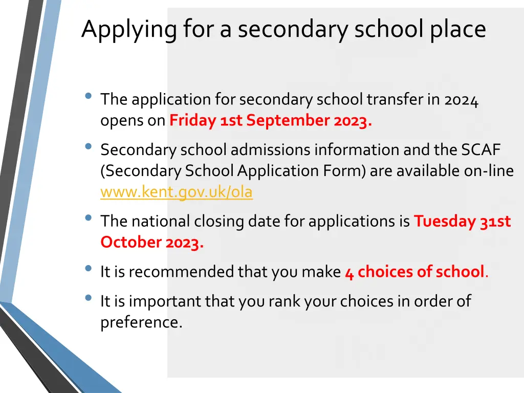 applying for a secondary school place
