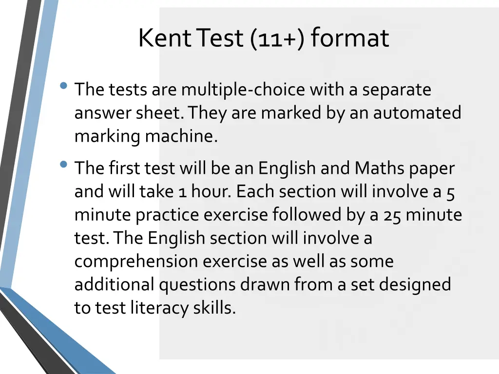 kent test 11 format
