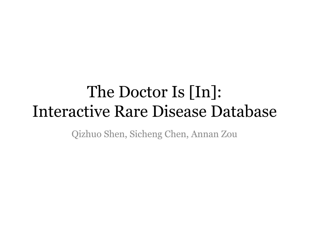 the doctor is in interactive rare disease database