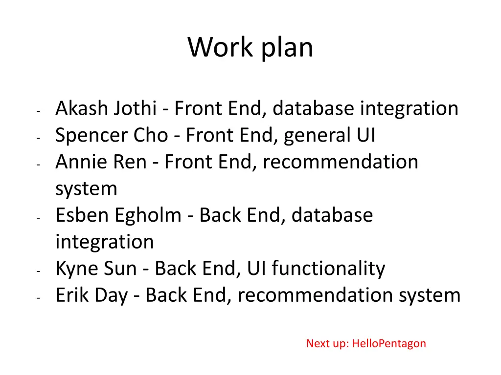 work plan 1