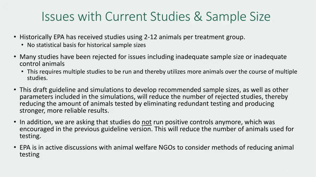 issues with current studies sample size