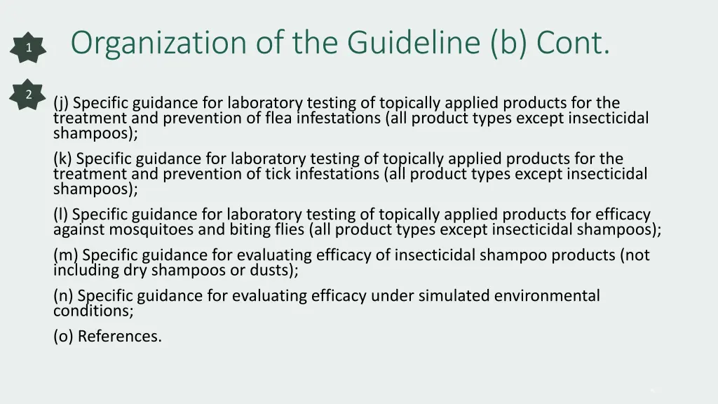 organization of the guideline b cont