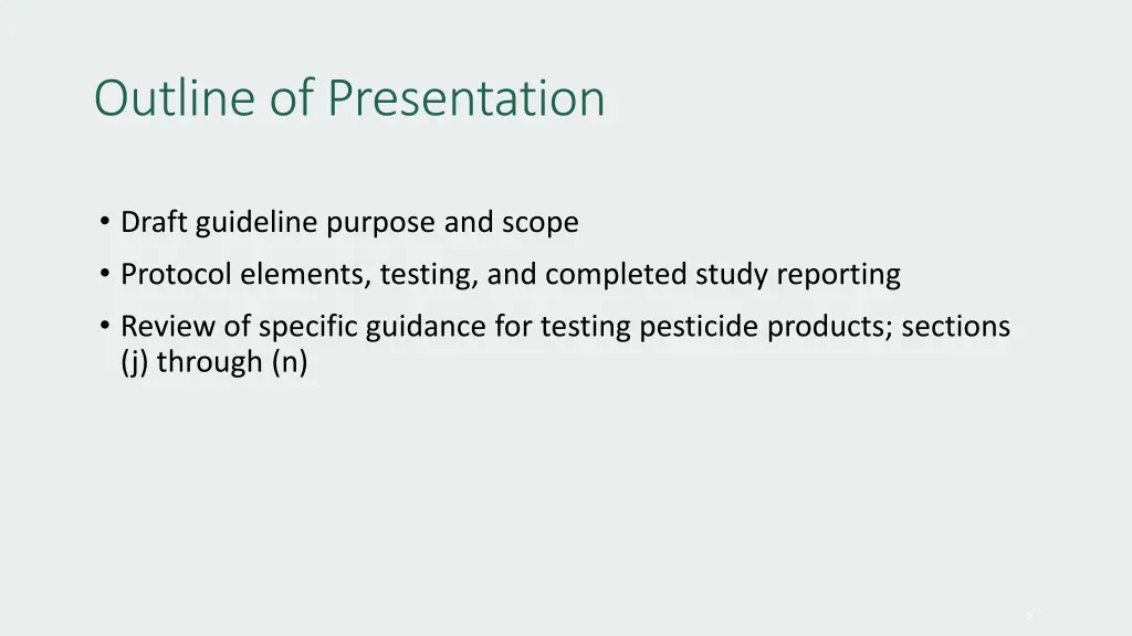 outline of presentation