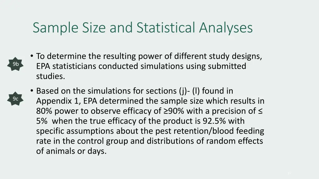 sample size and statistical analyses
