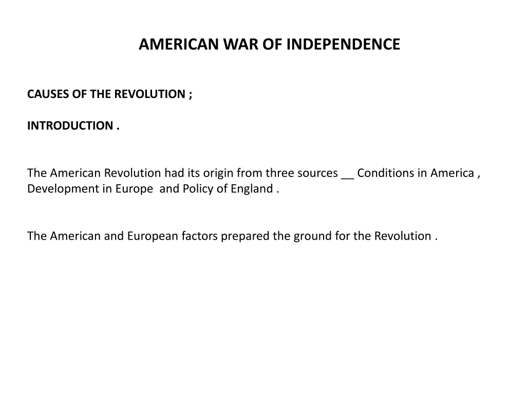 american war of independence