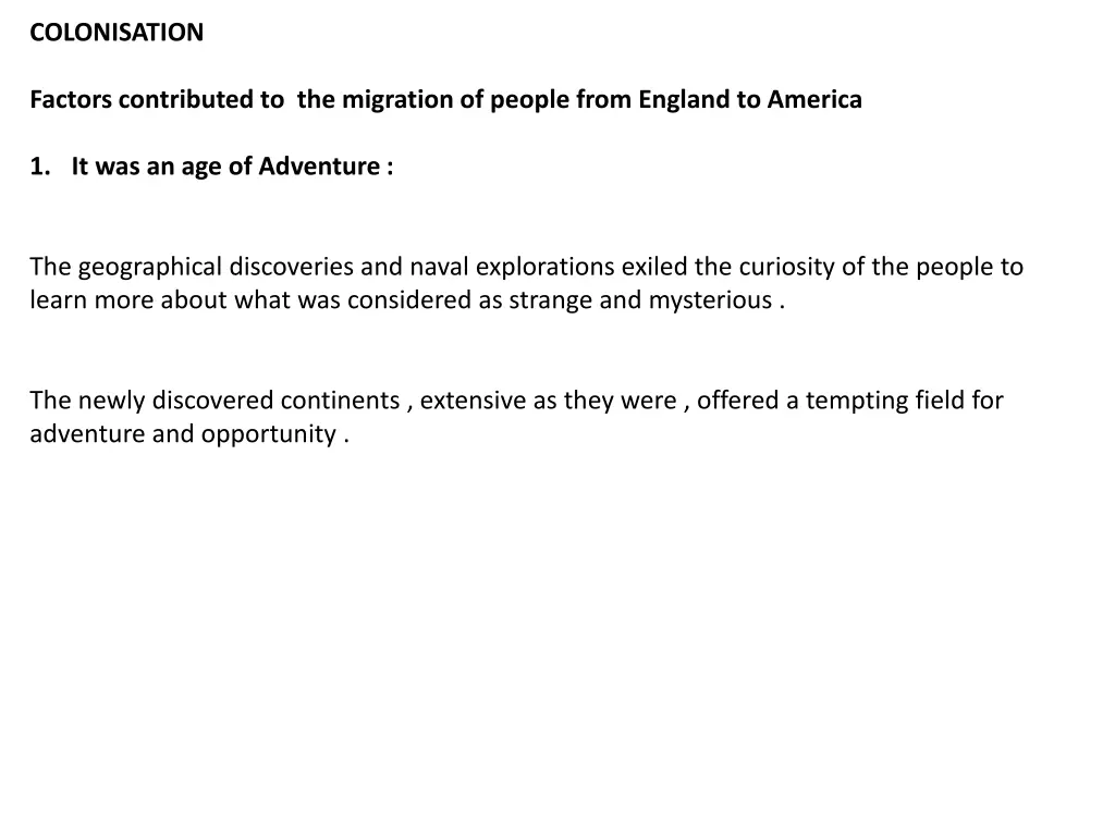 colonisation