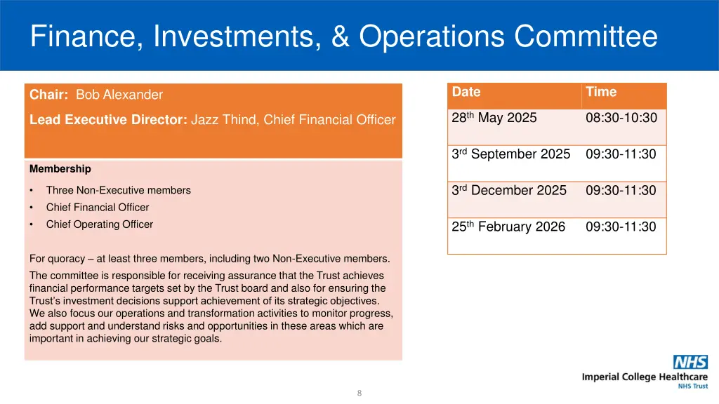finance investments operations committee