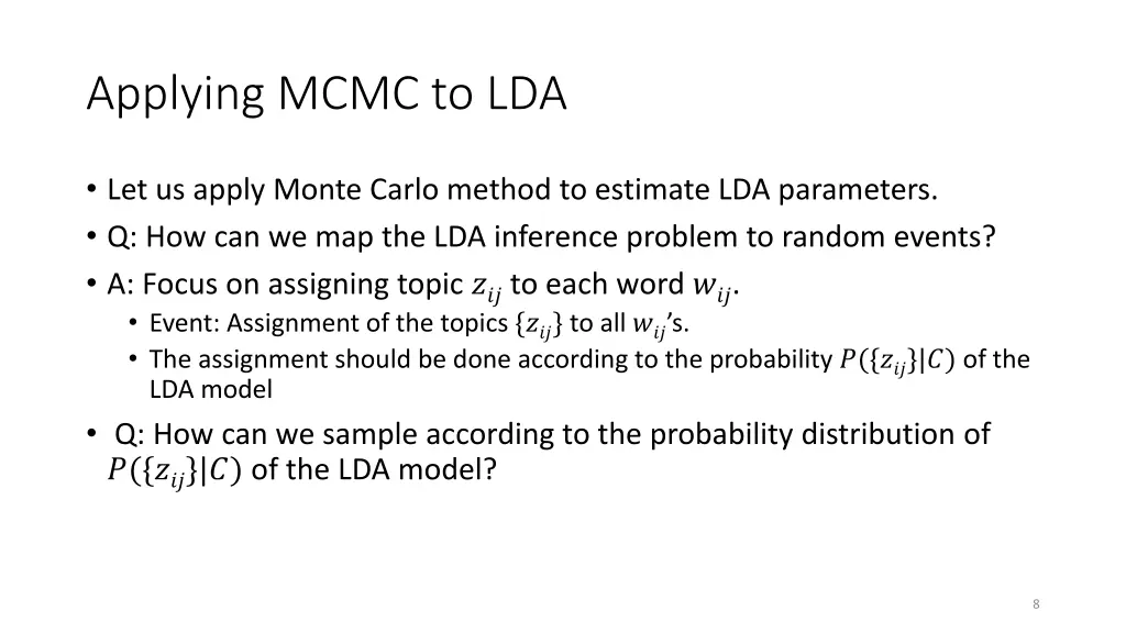 applying mcmc to lda