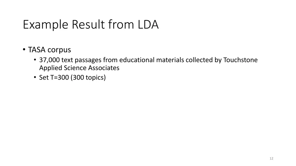 example result from lda