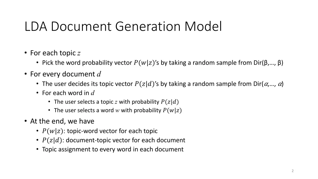 lda document generation model