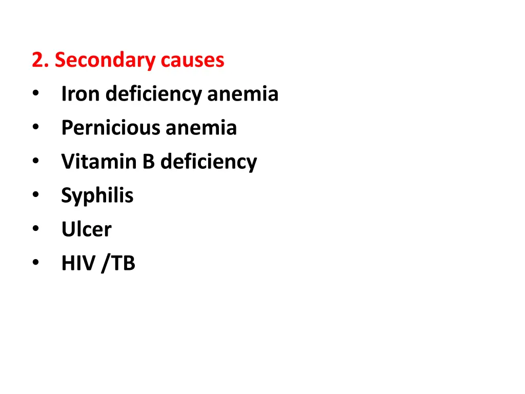 2 secondary causes iron deficiency anemia