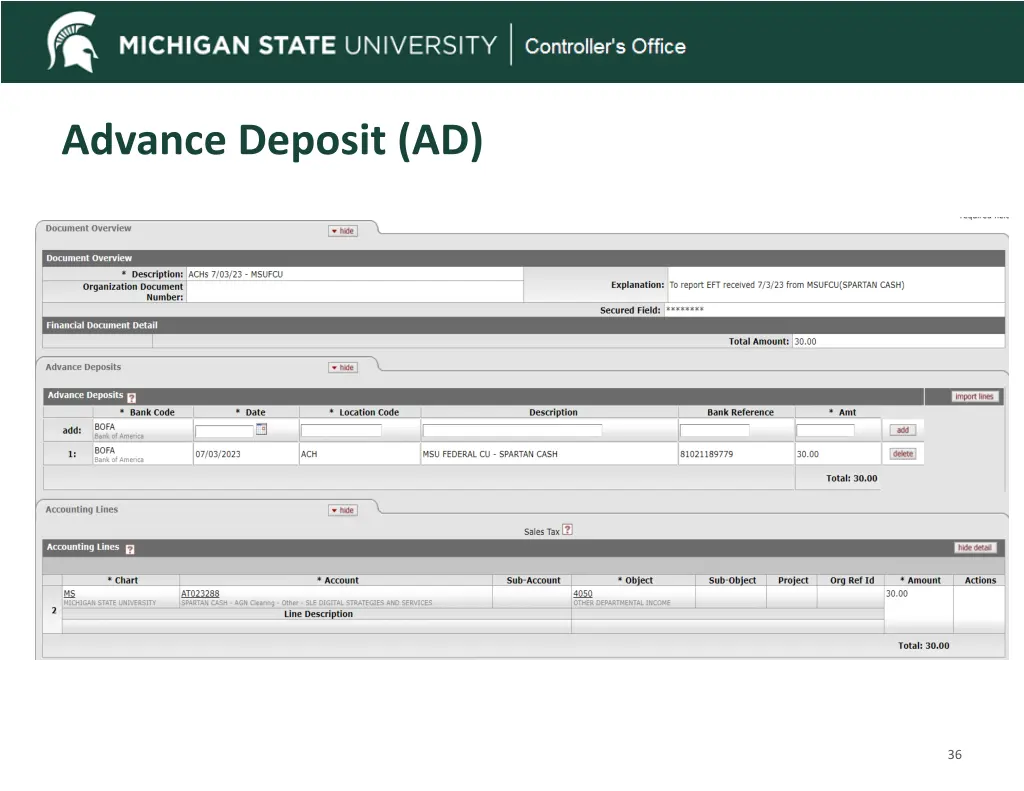 advance deposit ad 1