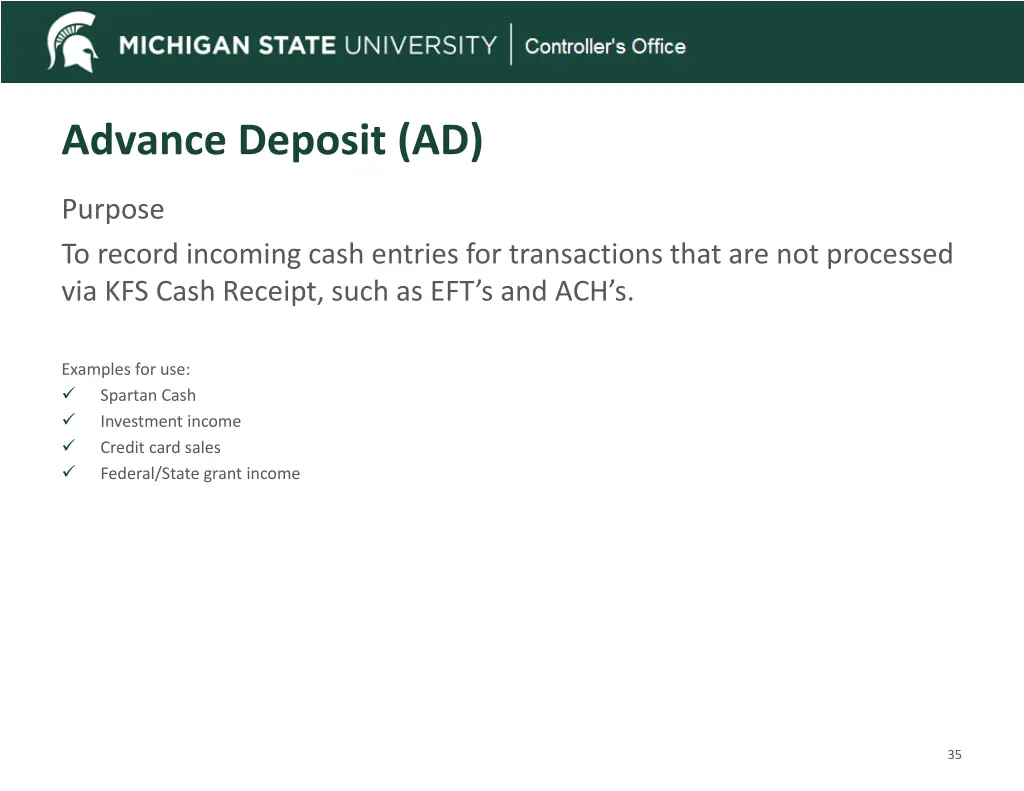 advance deposit ad