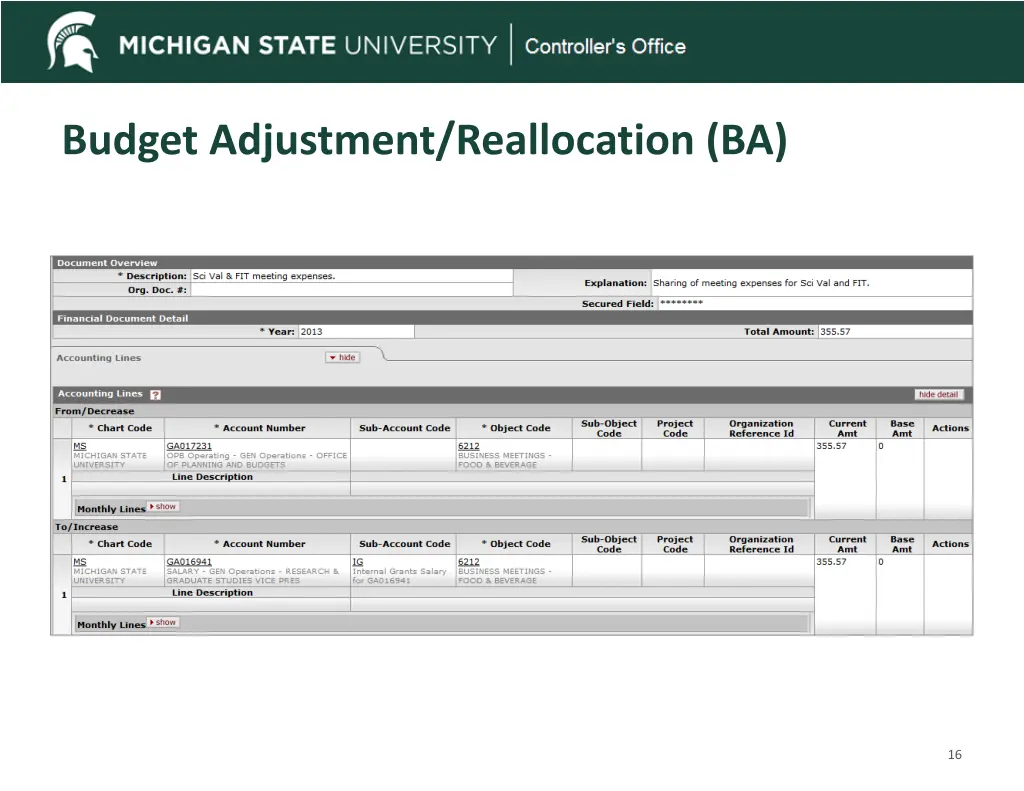 budget adjustment reallocation ba 1