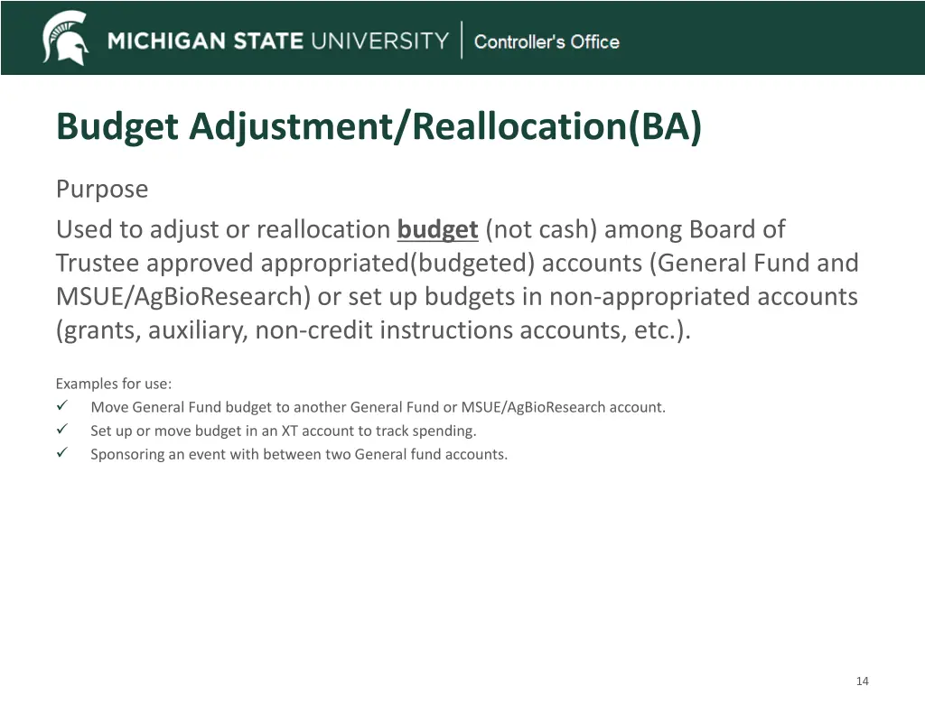 budget adjustment reallocation ba