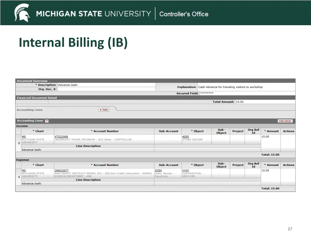 internal billing ib 1