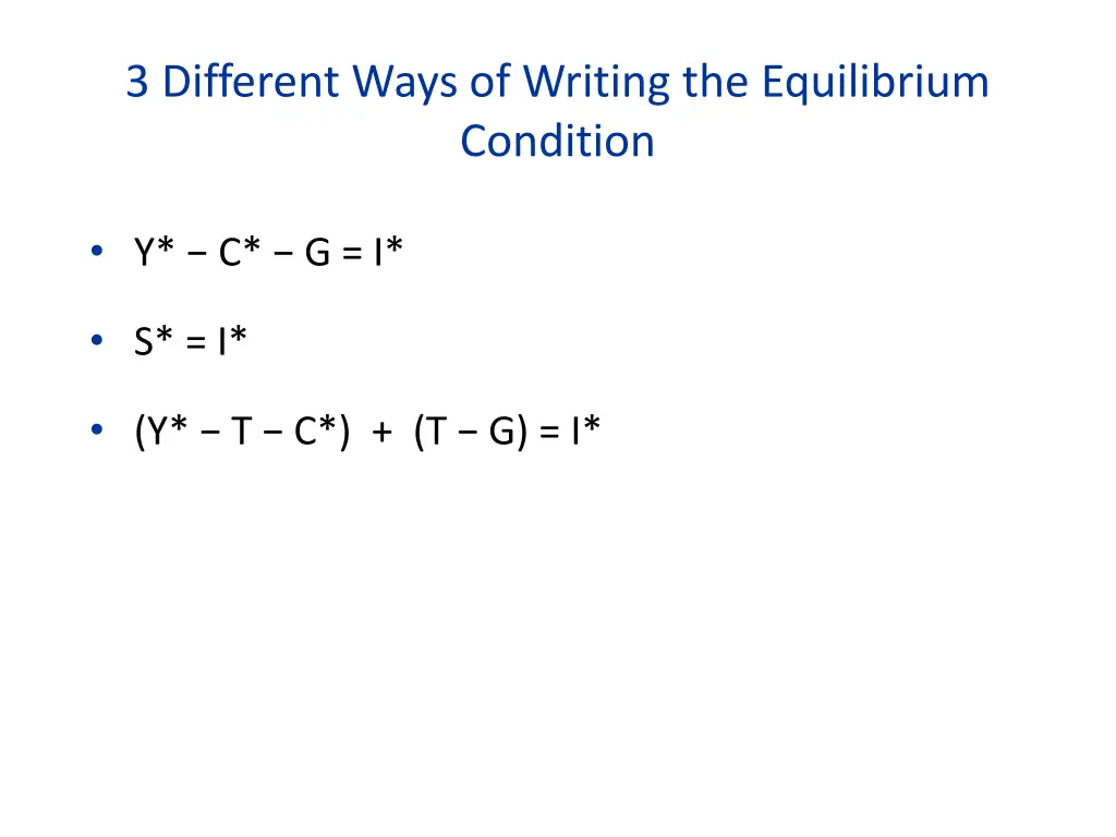 3 different ways of writing the equilibrium