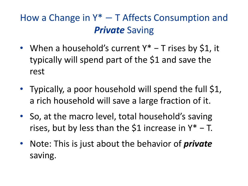 how a change in y t affects consumption