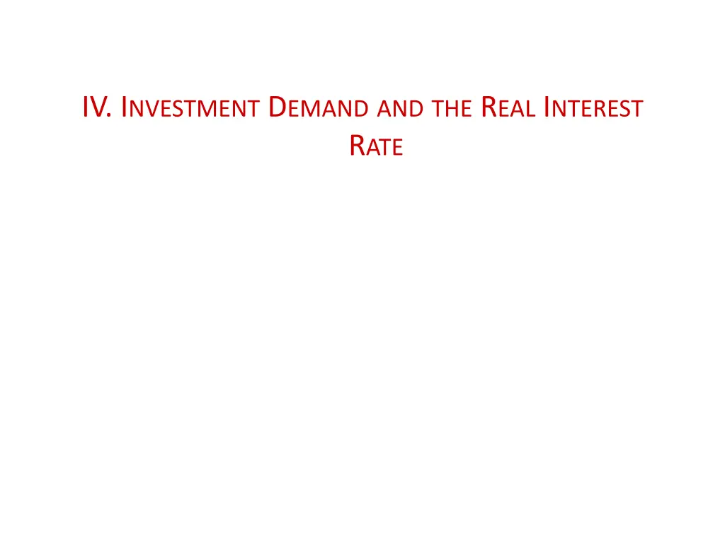 iv i nvestment d emand and the r eal i nterest
