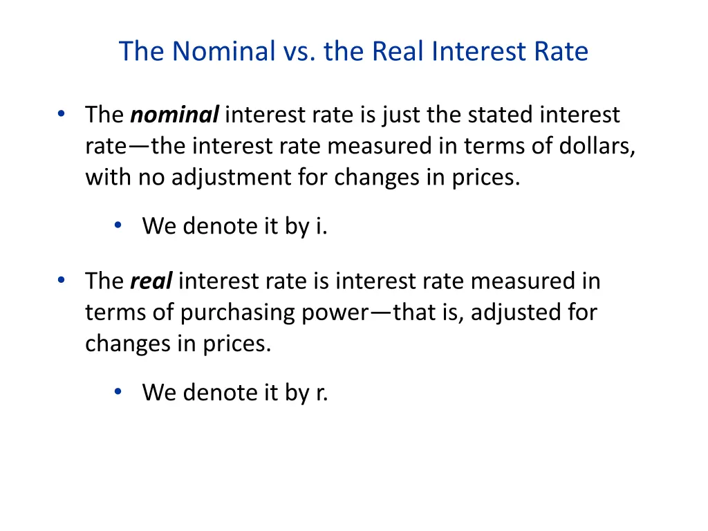 the nominal vs the real interest rate