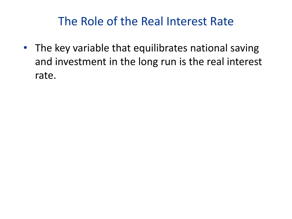 the role of the real interest rate