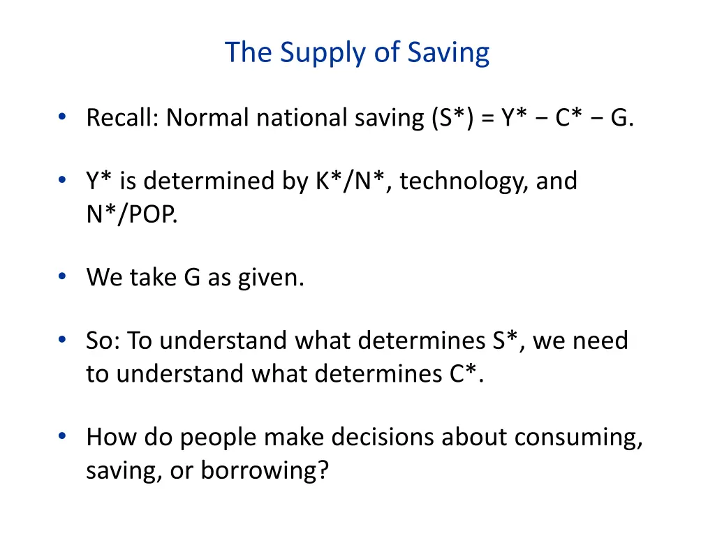 the supply of saving