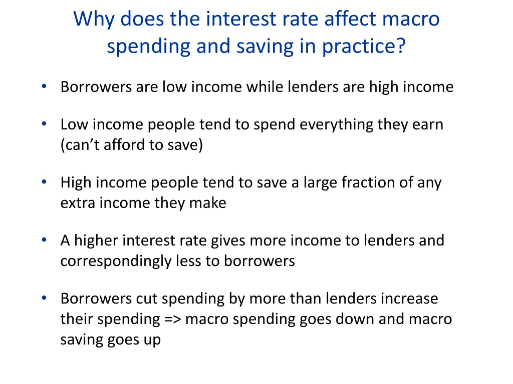 why does the interest rate affect macro spending