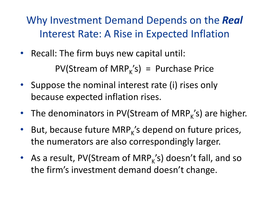 why investment demand depends on the real
