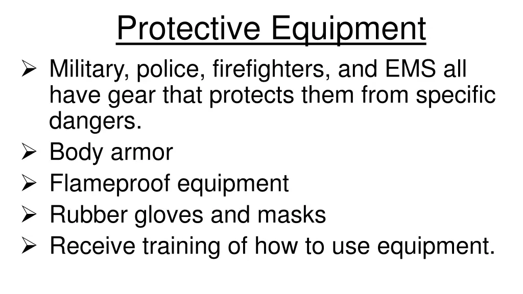protective equipment military police firefighters
