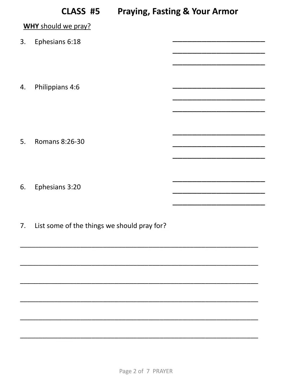 class 5 praying fasting your armor 1