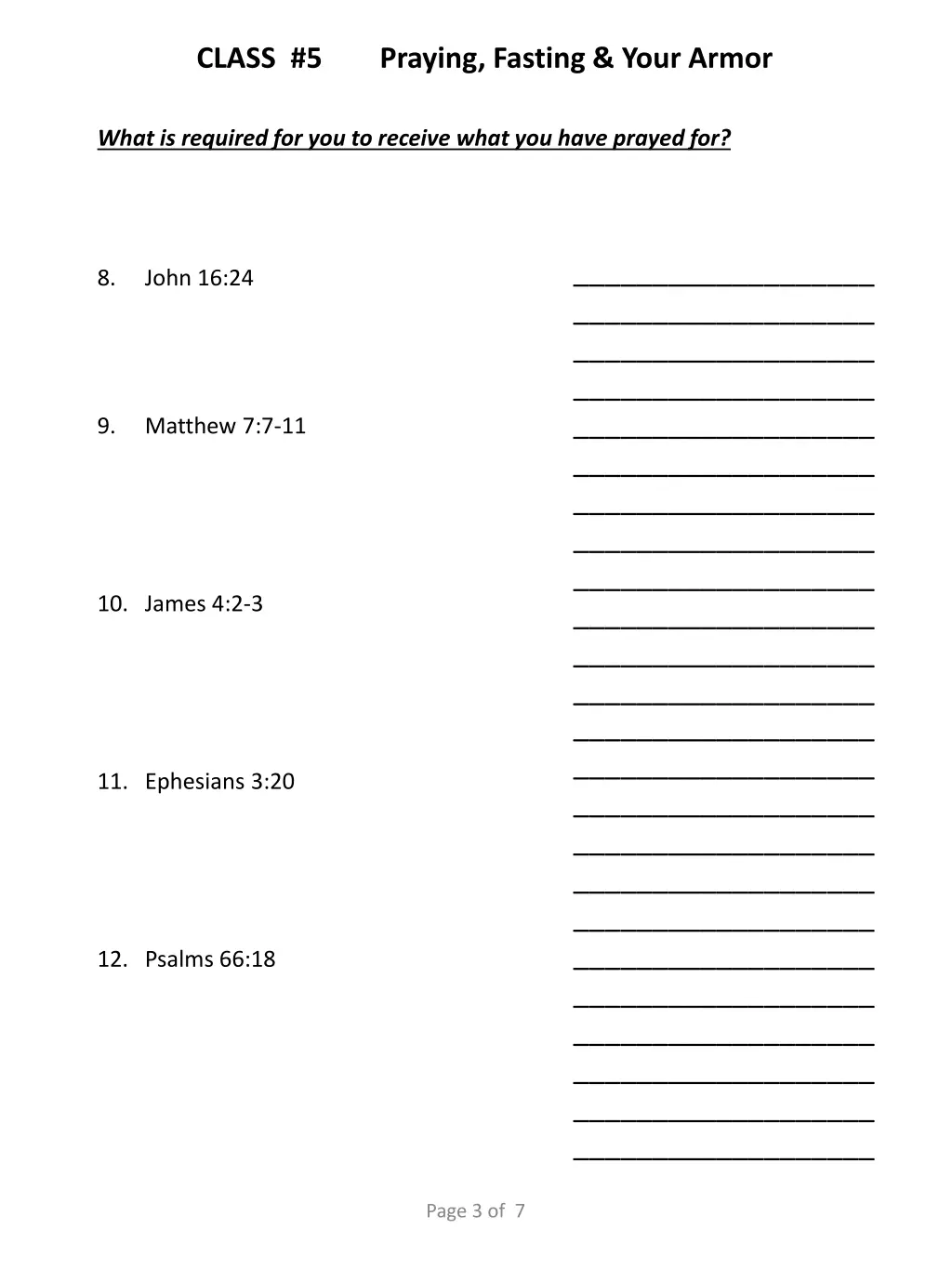 class 5 praying fasting your armor 2