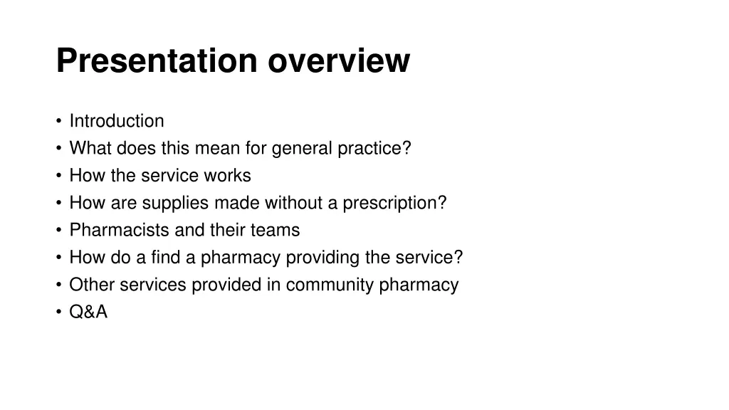 presentation overview