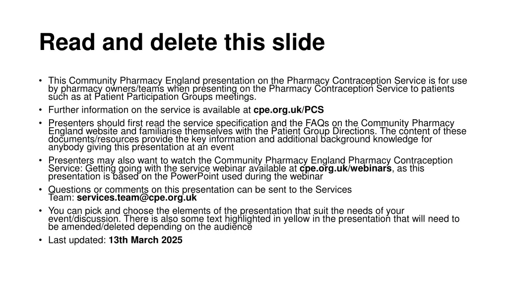 read and delete this slide