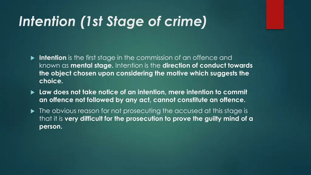 intention 1st stage of crime